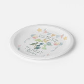 Niedliche Dinosaurier Wasserfarbe Kinderdusche Pappteller (Schrägansicht)