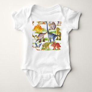 Niedliche Dinosaurier Wasserfarbe Nahtlose Kunst Baby Strampler