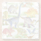 Niedliche Dinosaurier Wasserfarbe Nahtlose Kunst Glasuntersetzer (Rückseite)