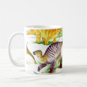 Niedliche Dinosaurier Wasserfarbe Nahtlose Kunst Kaffeetasse