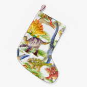 Niedliche Dinosaurier Wasserfarbe Nahtlose Kunst Kleiner Weihnachtsstrumpf (Vorderansicht (hängend))