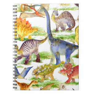 Niedliche Dinosaurier Wasserfarbe Nahtlose Kunst Notizblock