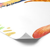 Niedliche Dinosaurier Wasserfarbe Nahtlose Kunst Poster (Ecke)