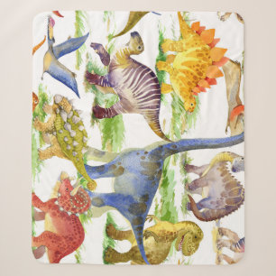 Niedliche Dinosaurier Wasserfarbe Nahtlose Kunst Sherpadecke