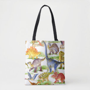 Niedliche Dinosaurier Wasserfarbe Nahtlose Kunst Tasche