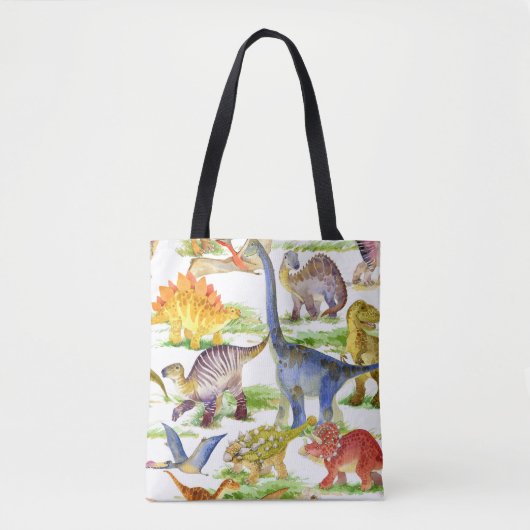 Niedliche Dinosaurier Wasserfarbe Nahtlose Kunst Tasche (Vorderseite)