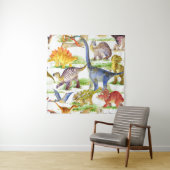 Niedliche Dinosaurier Wasserfarbe Nahtlose Kunst Wandteppich (Beispiel)