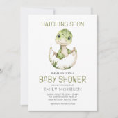 Niedliche Dinosaurier Wasserfarbenhahn Bald Babydu Einladung (Vorderseite)