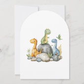 Niedliche Dinosaurier Wasserfarbenhahn Bald Babydu Einladung (Rückseite)