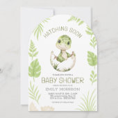 Niedliche Dinosaurier Wasserfarbenhahn Bald Babydu Einladung (Vorderseite)