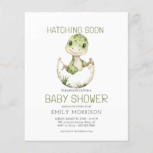 Niedliche Dinosaurier Wasserfarbenhahn Bald Babydu Flyer (Vorne)