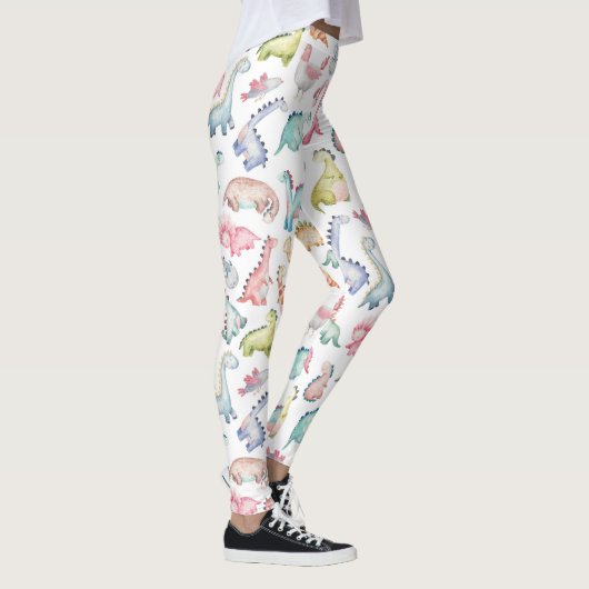 Niedliche Dinosaurier, Wasserfarbmuster für Kinder Leggings (Rechts)