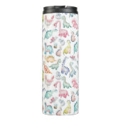 Niedliche Dinosaurier, Wasserfarbmuster für Kinder Thermosbecher (Rückseite)