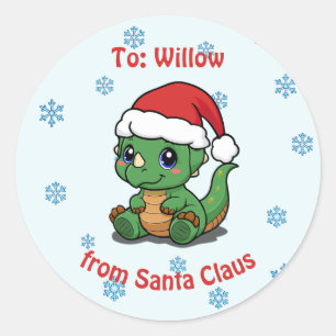 Niedliche Dinosaurier Weihnachten bis/von Geschenk Runder Aufkleber