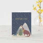 Niedliche Dinosaurier Weihnachten Karte (Gelbe Blume)