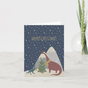Niedliche Dinosaurier Weihnachten Karte