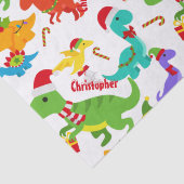 Niedliche Dinosaurier Weihnachten Personalisiert Seidenpapier (Detail)