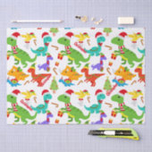 Niedliche Dinosaurier Weihnachten Personalisiert Seidenpapier (Handwerk)
