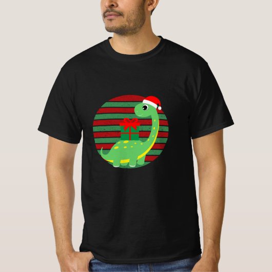 niedliche Dinosaurier-Weihnachten T-Shirt (Vorderseite)