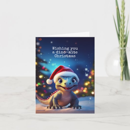 Niedliche Dinosaurier Weihnachtskarte Feiertagskarte (Vorderseite)