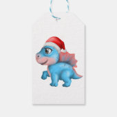 Niedliche Dinosaurier Weihnachtsmannmütze Kids Blu Geschenkanhänger (Rückseite)