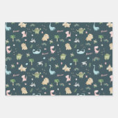 Niedliche Dinosaurier zum Geburtstag Geschenkpapier Set (Vorderseite)