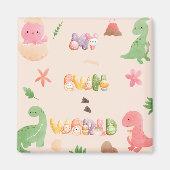 Niedliche Dinosaurierwelt | Square Magnet (Vorne)