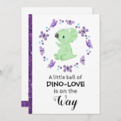 *~* Niedliche Dinosuar Glitzer Kinderdusche Einlad Einladung (Vorne/Hinten)