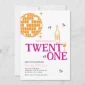 Niedliche Diskothek Ball Wein 21. Geburtstag Party Einladung (Vorderseite)