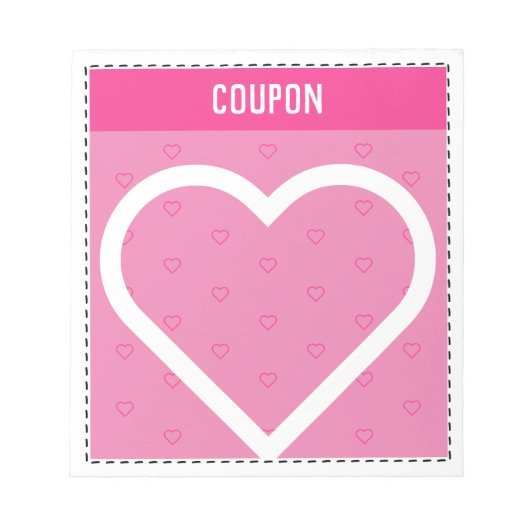 Niedliche DIY Coupons | Rosa Herzen Notizblock (Vorderseite)