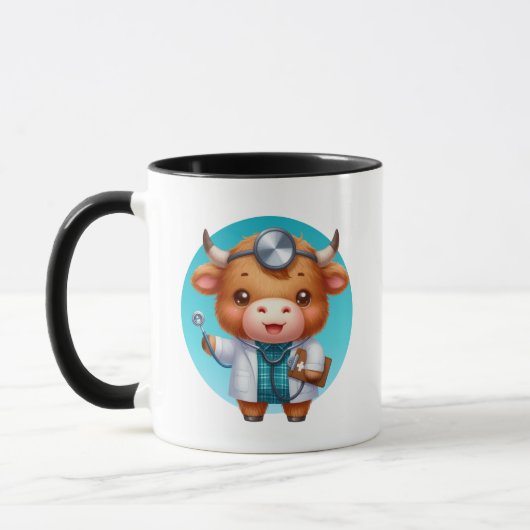 Niedliche Doctor Kuh mit Monogramm Kaffee Tasse (Links)