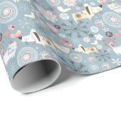 Niedliche Dog Art Geschenkpapier - Blau - Geburtst (Rolleneckpunkt)