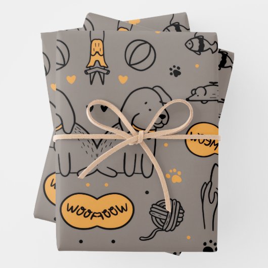 NIEDLICHE DOG&CAT GESCHENKPAPIER SET (Beispiel)