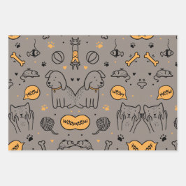 NIEDLICHE DOG&CAT GESCHENKPAPIER SET