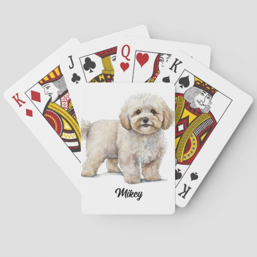 Niedliche Dog Illustration - Maltipoo Spielkarten (Rückseite)