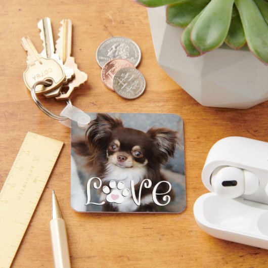 Niedliche Dog-LIEBE Foto drucken Schlüsselanhänger (Schreibtisch)