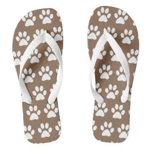 Niedliche Dog Paw druckt Fun-Muster Modernes, brau Badesandalen