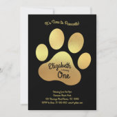 Niedliche Dog Paw Print Kids 1. Geburtstag Gold Sc Einladung (Vorderseite)
