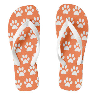 Niedliche Dog Paw Prints Muster Stilvoll orange We Badesandalen