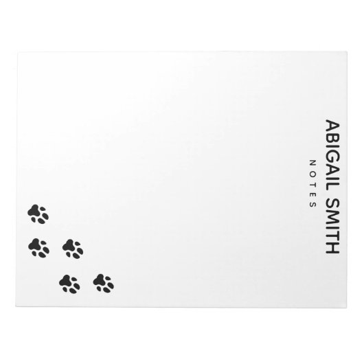Niedliche Dog Paw Prints - Personalisierter Notepa Notizblock (Vorderseite)