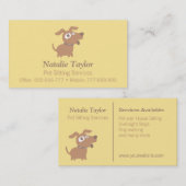 Niedliche Dog Pet Sitter Services Visitenkarten Visitenkarte (Vorne/Hinten)