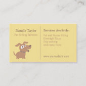 Niedliche Dog Pet Sitter Services Visitenkarten Visitenkarte (Rückseite)