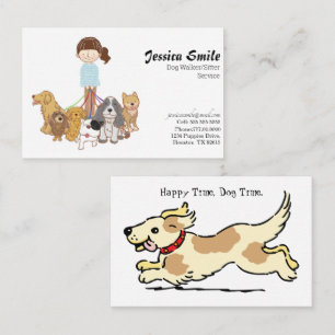 Niedliche Dog Walker Pet Sitter Business Card Visitenkarte