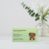 Niedliche Doggie mit Knochen | Gras Visitenkarte (Stehend Vorderseite)