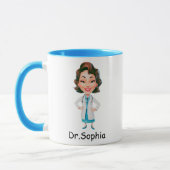 Niedliche Doktorabbildung Schwarzer Farbtext Tasse (Links)