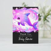 Niedliche Dolphin-Babydusche Dankeskarte (Stehend Vorderseite)