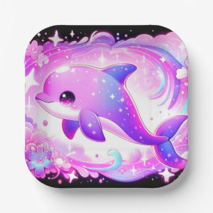 Niedliche Dolphin-Babydusche Pappteller