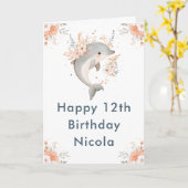 Niedliche Dolphin-Geburtstagsparty Karte (Gelbe Blume)