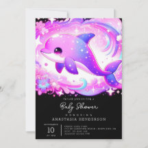 Niedliche Dolphin-Kinderdusche Einladung