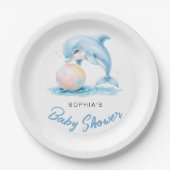 Niedliche Dolphin Minimalistische Babydusche Pappteller (Vorderseite)